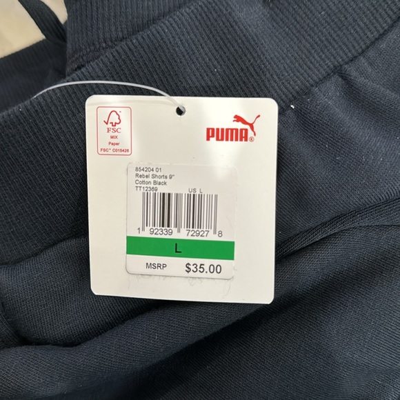 NWT men’s Puma 9” black Rebel Shorts size Large - Picture 8 of 8